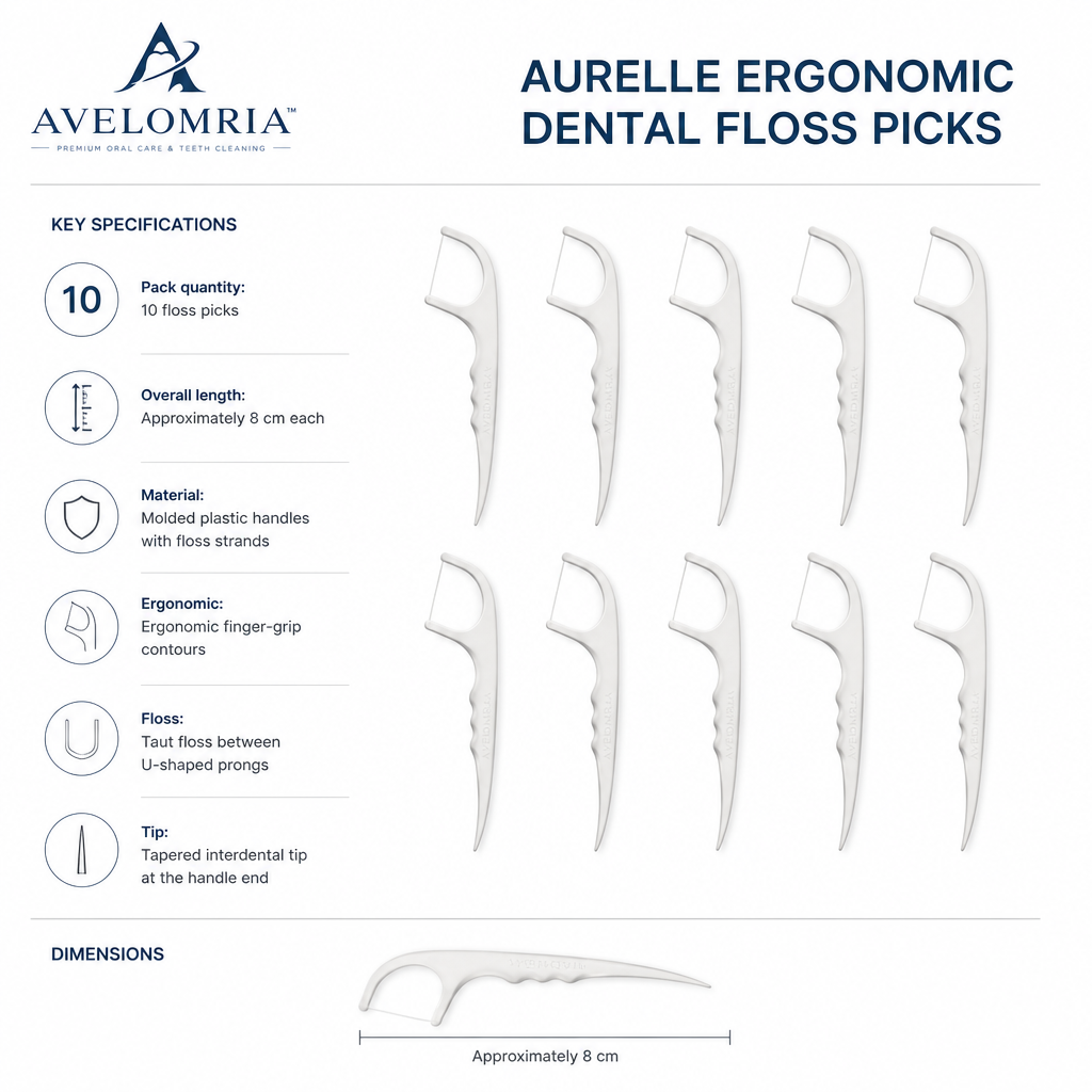 avelomria™ Aurelle Ergonomic Dental Floss Picks — 3