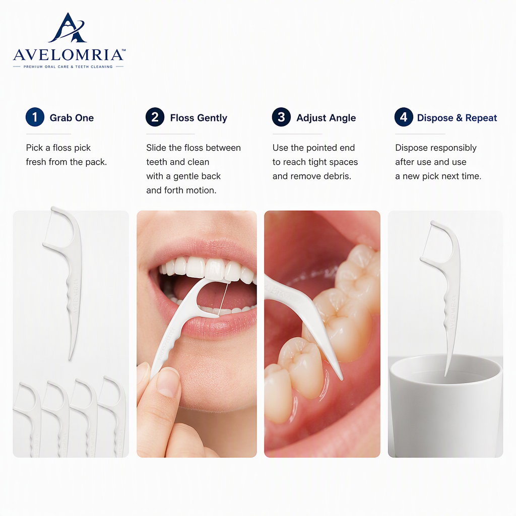 avelomria™ Aurelle Ergonomic Dental Floss Picks — 6