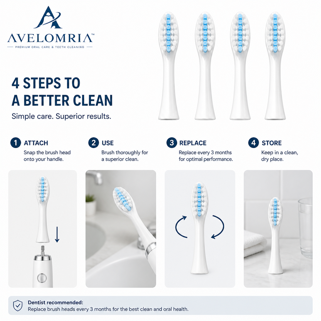 avelomria™ Lunaris Sonic Toothbrush Replacement Heads — 7
