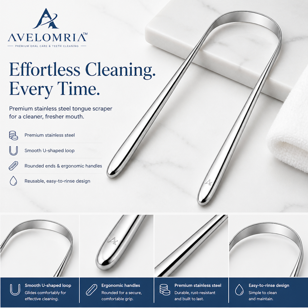 avelomria™ Lunelle Stainless Steel Tongue Scraper — 1