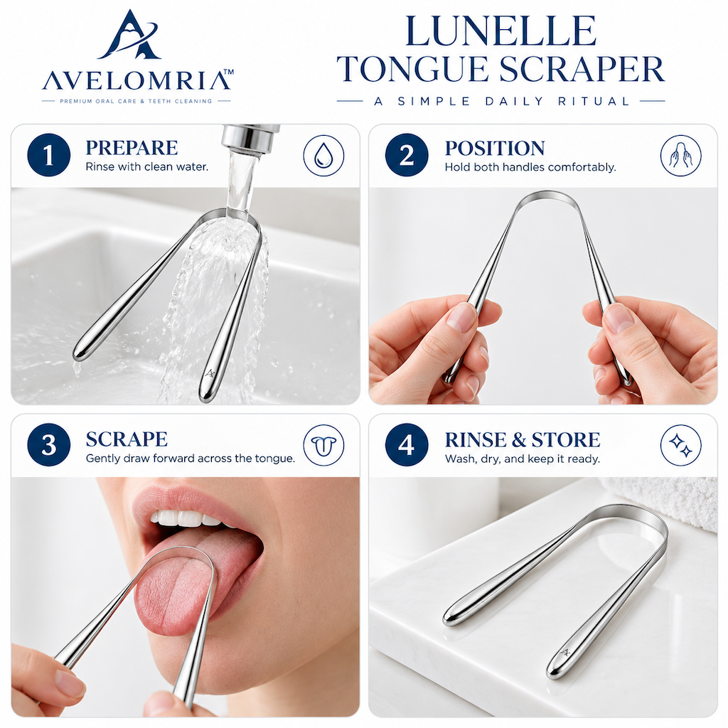avelomria™ Lunelle Stainless Steel Tongue Scraper — 3