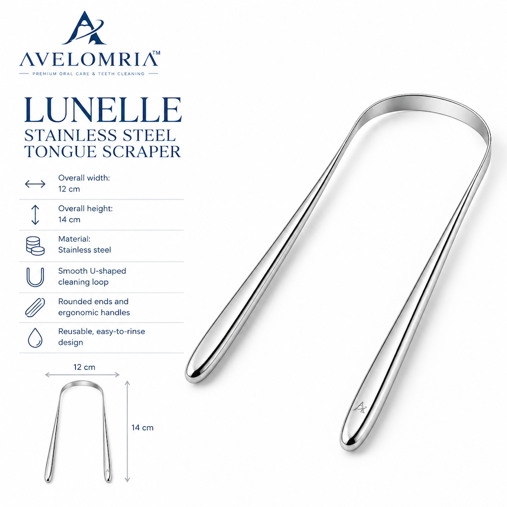 avelomria™ Lunelle Stainless Steel Tongue Scraper — 8
